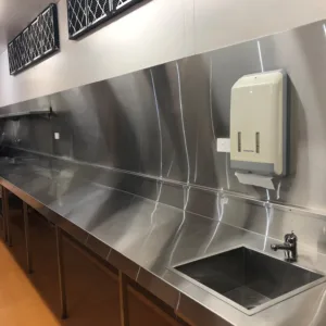 Stainless steel bench splash back